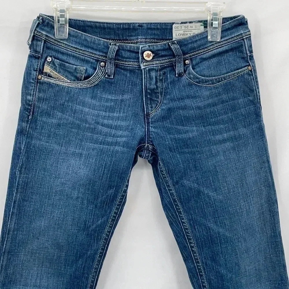Diesel Lowky B.C. Jeans Womens 26 Blue Bootcut Low Rise Stretch Made in Italy - Picture 2 of 9